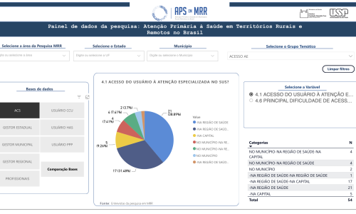 Painel de dados da pesquisa: Atenção Primária à Saúde em Territórios Rurais e Remotos no Brasil